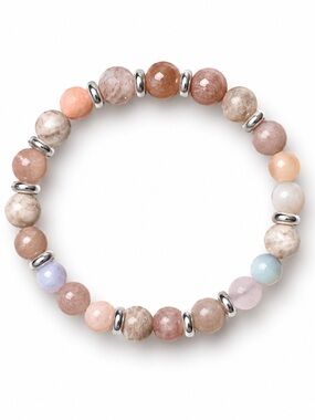 Handmade Morganite and Sunstone Bracelet
